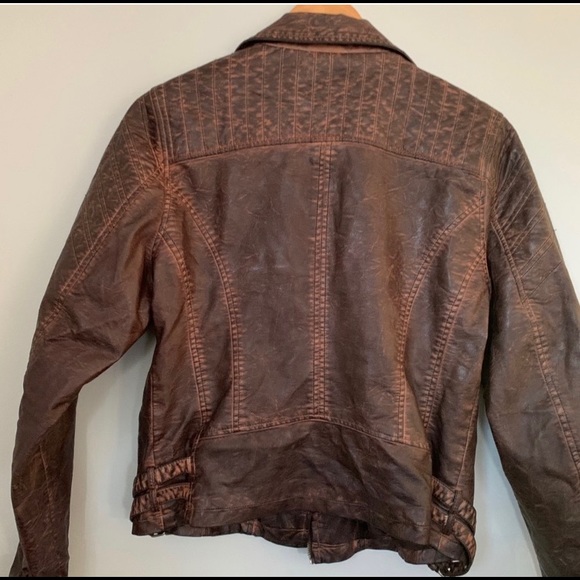COPY - Brown faux leather moto jacket spring and fall - Picture 3 of 8